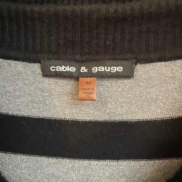 CABLE & GAUGE, CLASSY, BLACK & GREY TOP. COWL NECK. DROP SLEEVES. SIZE M. - Picture 3 of 4